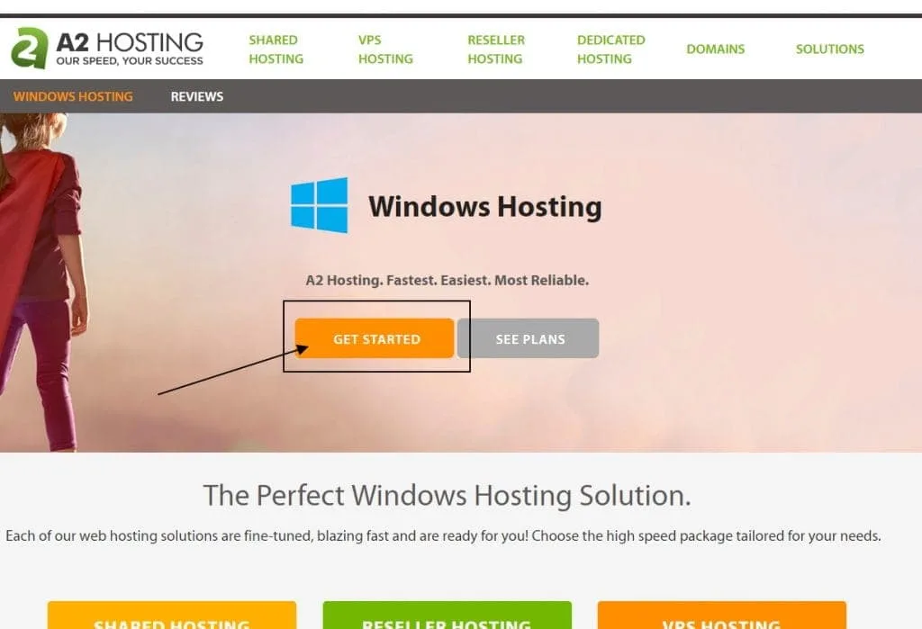 Get Started with Web Hosting Page