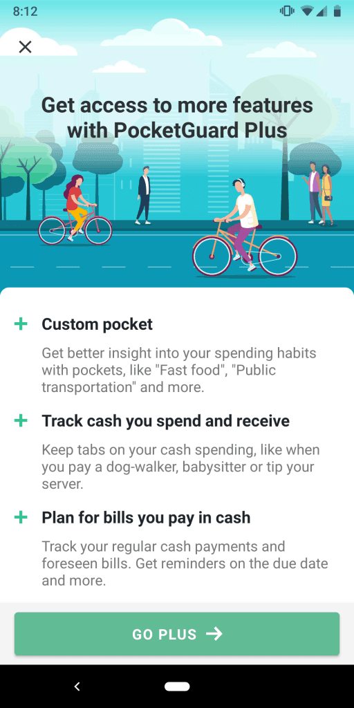 PocketGuard App showing more features
