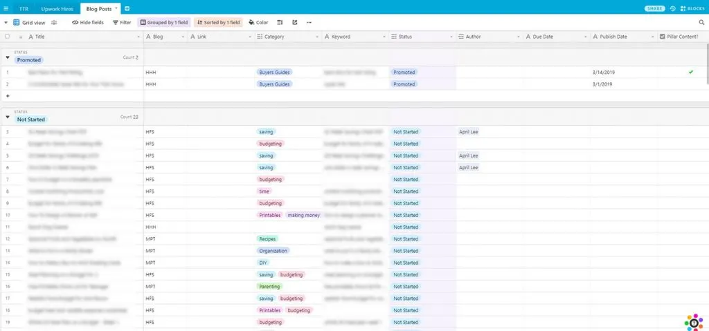 Airtable Spreadsheet Organization