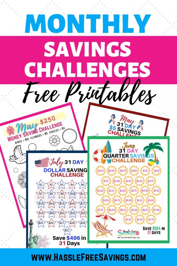 monthly savings challenge free printables