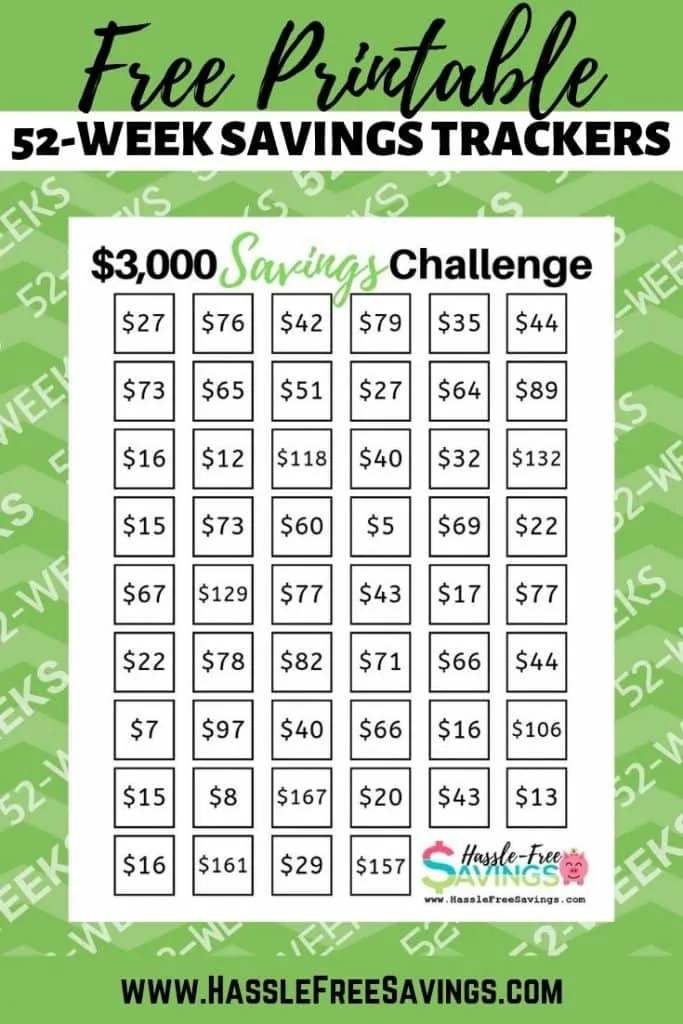 20K 52 Week Saving Challenge Printable, 20000 in 1 Year, House