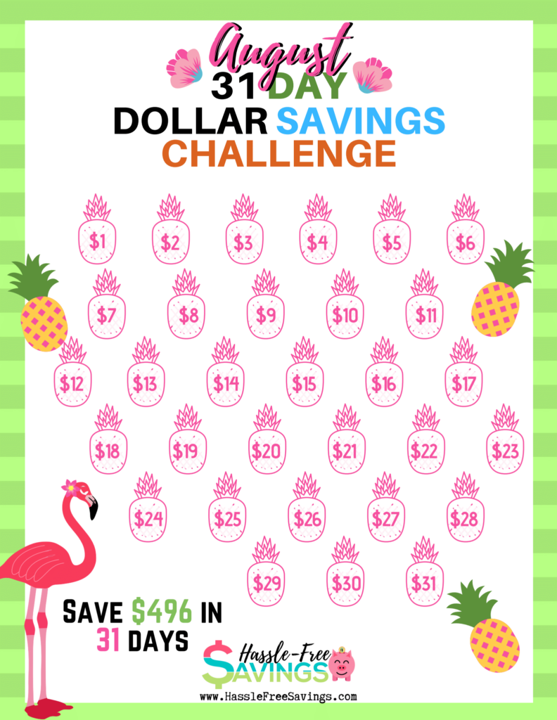 Pinterest Pin - August 31-Day Dollar Savings Challenge
