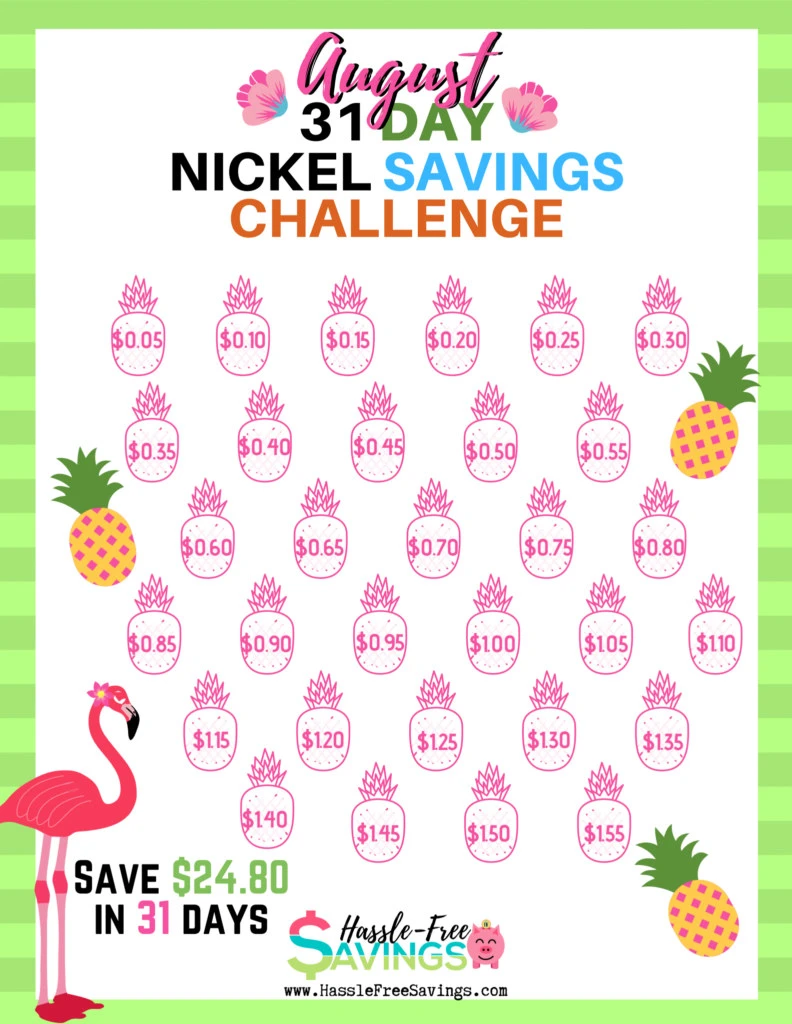 Pinterest Pin - August 31-Day Nickel Savings Challenge