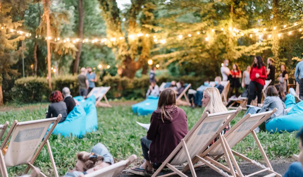 Candid moment at a social event in the park