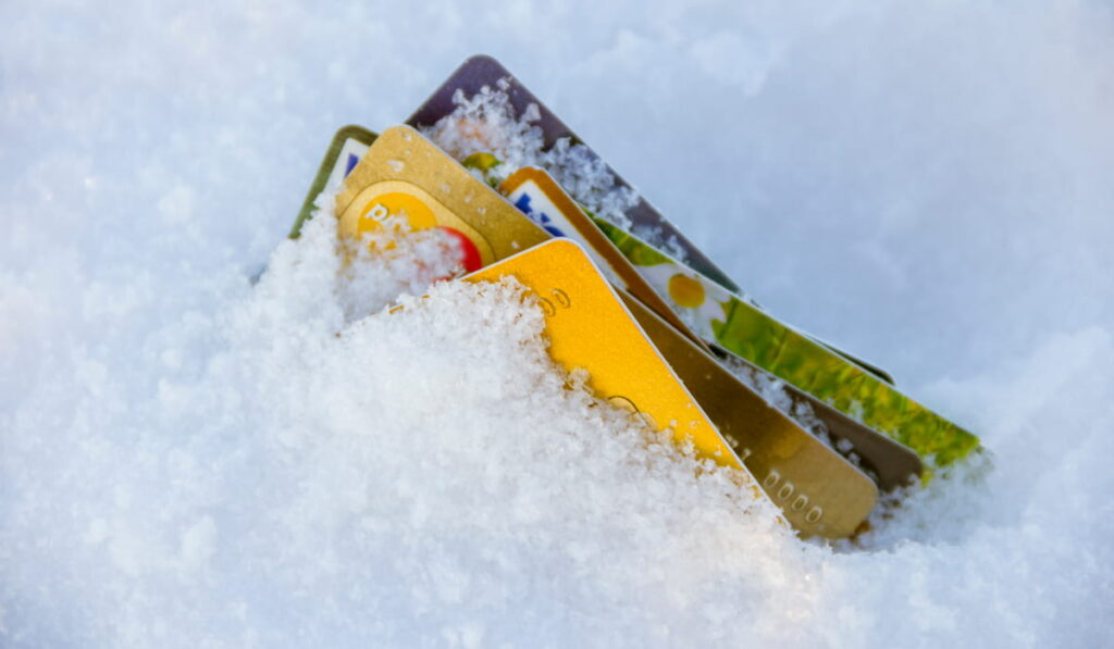 credit cards buried in snow