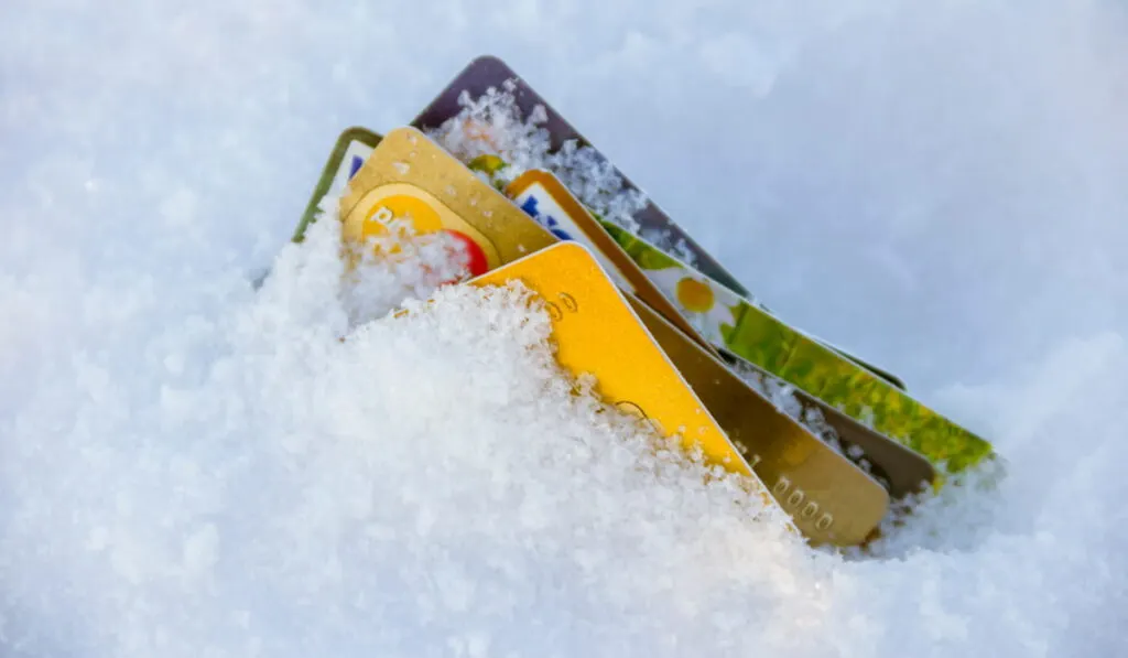 credit cards buried in snow
