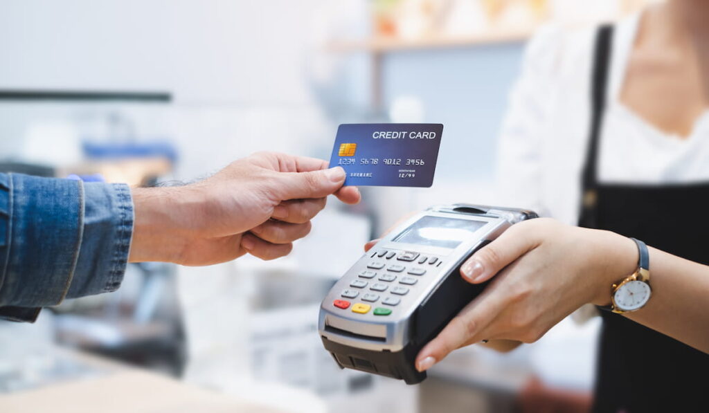 Customer using credit card for payment 