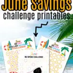pinterest image, free printable june savings challenges