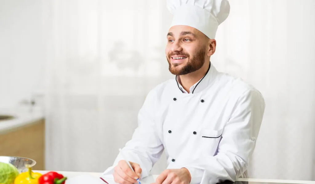 chef writing food recipes