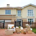 moving boxes outside the new house