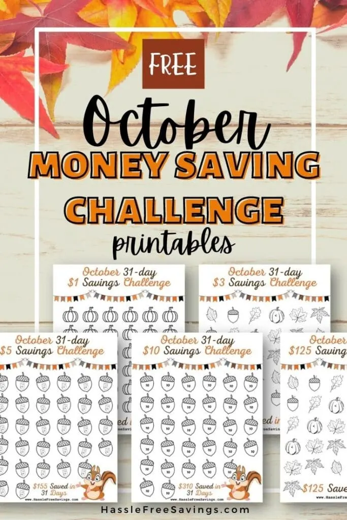 Pinterest Pin - October Money Saving Challenge Printables