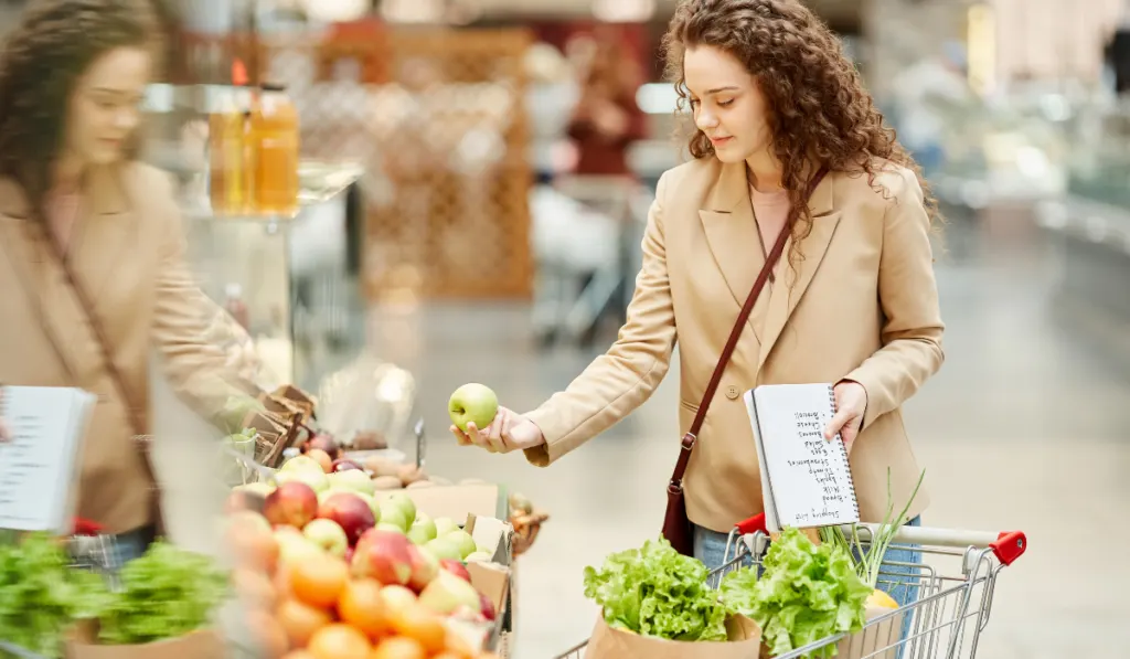 Young Woman Enjoying Grocery Shopping
