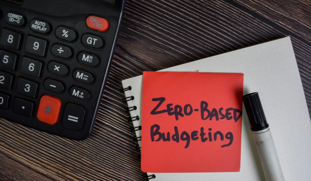 zero-based budgeting write on sticky notes