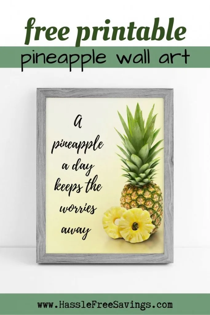 A pineapple a day keeps the worries away Pineapple Quote - Cool pineapple on a yellow background. 