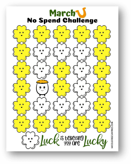 Free Printable Form - March No Spend Challenge