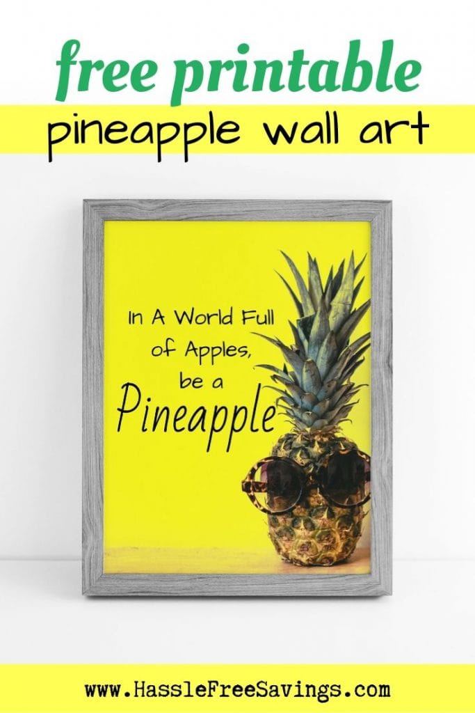 Pinterest Pin - Free Printable Pineapple Wall Art