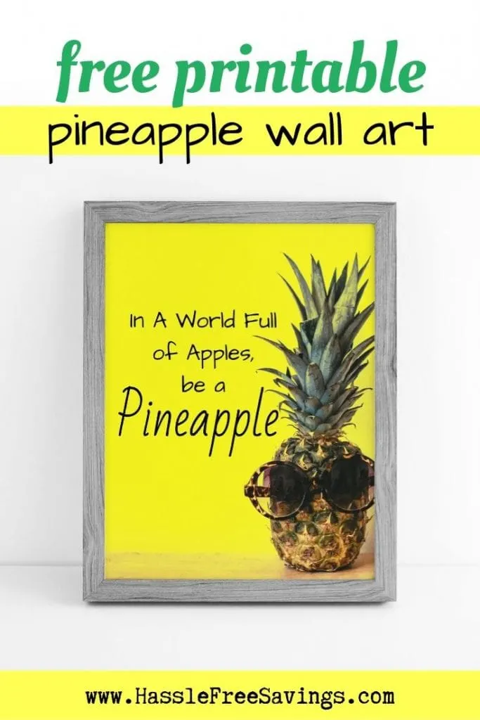 Pinterest Pin - Free Printable Pineapple Wall Art