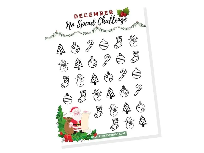 december no spend challenge printable