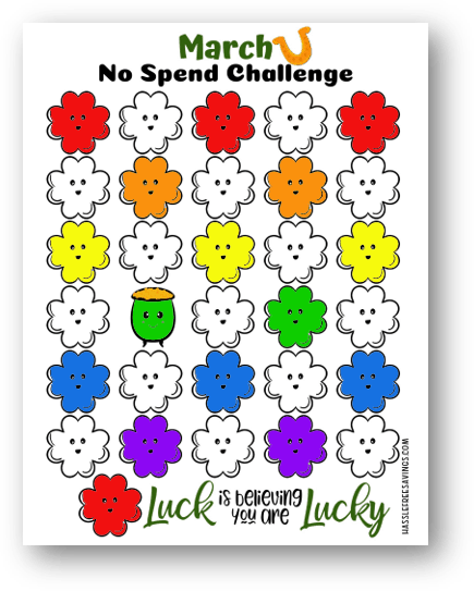 Free Printable Form - March No Spend Challenge
