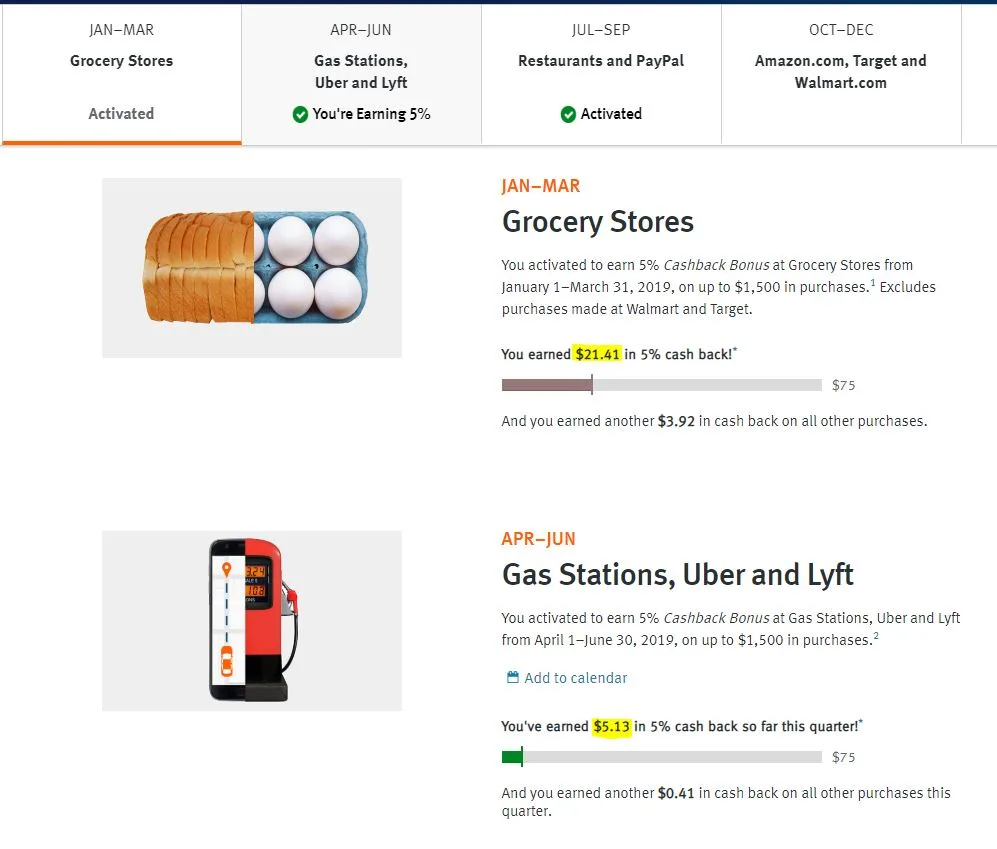 cash back dashboard for my discovercard