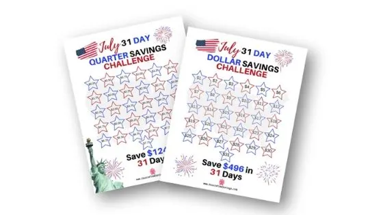 Free Printable Form Fireworks Money Saving Challenges