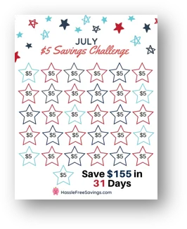 Free Printable form July Stars Savings Challenge