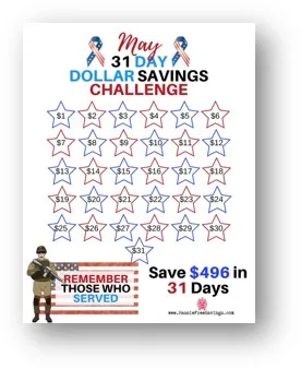 31 day dollar savings challenge for may