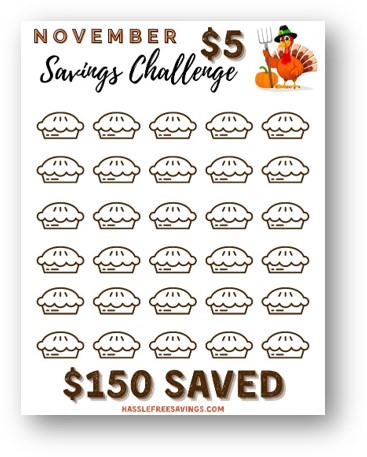 November $5 Savings Challenge Free Printable Form
