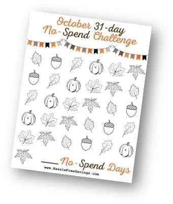 Free Printable Form - October No-Spend Challenge