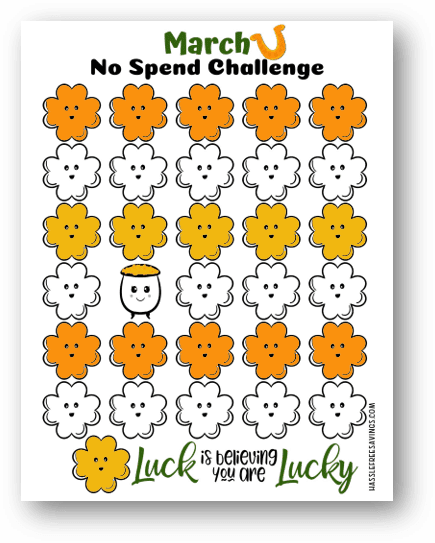 Free Printable Form - March No Spend Challenge