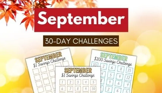 september money saving challenge printables