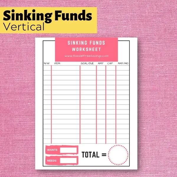Free printable sinking fund worksheet