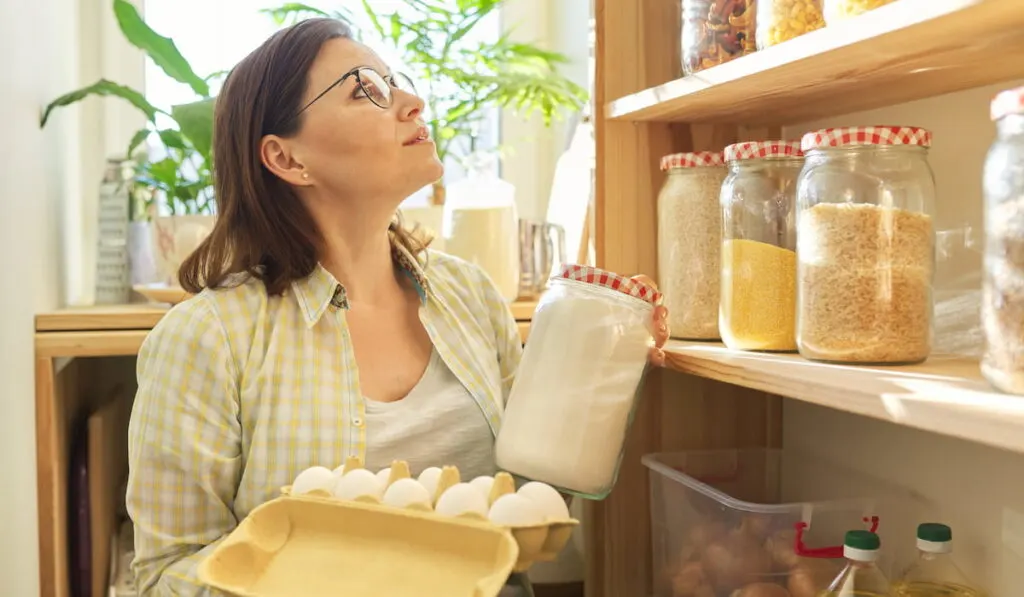 woman doing inventory of foods